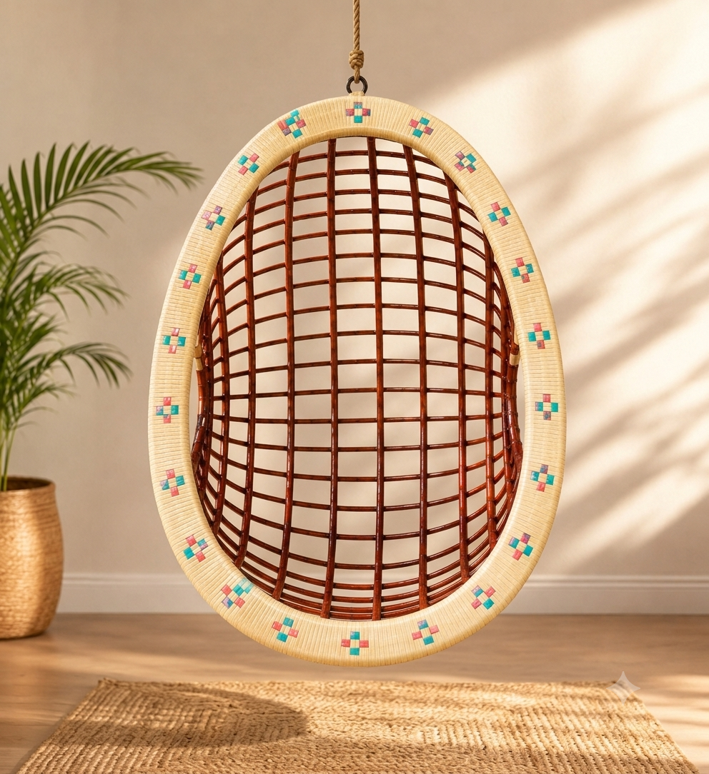 Handcrafted Rattan Cane Swing Chair S3